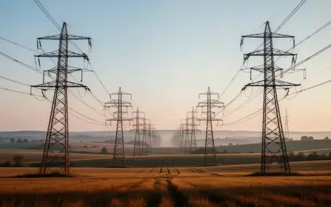 Hochspannungsleitungen und Strommasten in einer weiten, ländlichen Landschaft bei Tageslicht. - Foto: über boerse-global.de