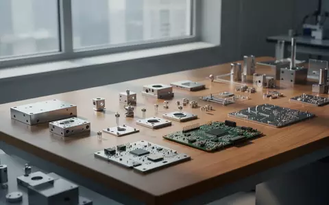 Ein minimalistischer Arbeitsplatz in einem modernen Forschungslabor mit elektronischen Bauteilen und Sensoren auf einem Holztisch. - Foto: über boerse-global.de