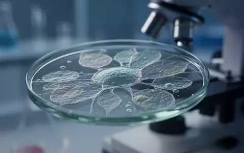 Nahaufnahme einer biologischen Zellprobe auf einem Objektträger unter einem Labor-Mikroskop zur Darstellung molekularer Forschung - Foto: über boerse-global.de