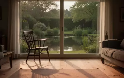 Ein stiller, sonnendurchfluteter Wohnraum mit einem leeren Stuhl vor einem Fenster mit Blick in einen ruhigen Garten. - Foto: über boerse-global.de