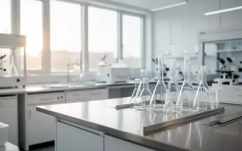 Ein minimalistisches, helles medizinisches Labor mit sterilen Oberflächen und Glasgeräten in einer klinischen Umgebung. - Foto: über boerse-global.de