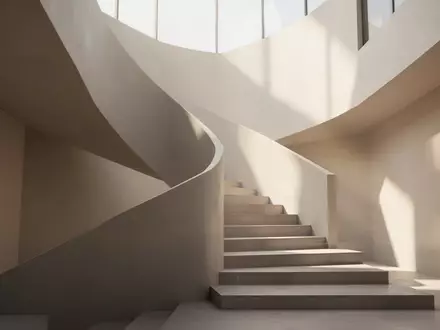Ein minimalistisches, helles Treppenhaus in einem modernen Gebäude, das Stabilität und langfristigen Fortschritt symbolisiert. - Foto: über boerse-global.de
