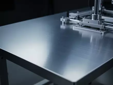Nahaufnahme einer hochwertigen, gebürsteten Aluminiumoberfläche in einem professionellen, minimalistischen Arbeitsumfeld. - Foto: über boerse-global.de