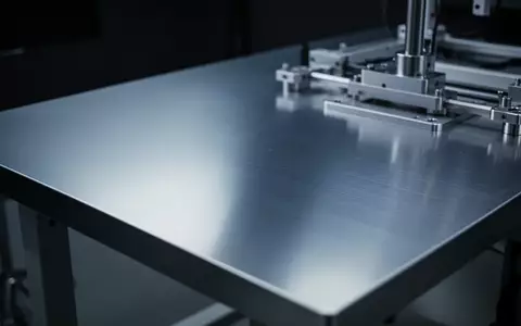 Nahaufnahme einer hochwertigen, gebürsteten Aluminiumoberfläche in einem professionellen, minimalistischen Arbeitsumfeld. - Foto: über boerse-global.de