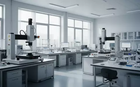 Ein modernes, steriles Industrielabor mit hochpräzisen Messgeräten und Werkbänken in einer hellen, minimalistischen Umgebung. - Foto: über boerse-global.de