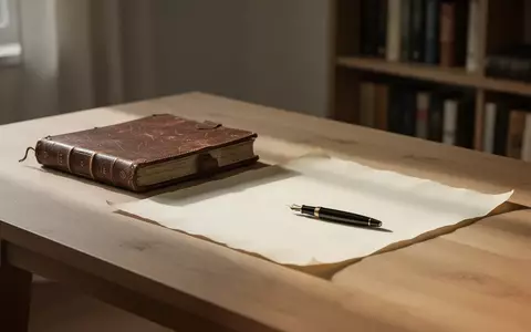 Ein antikes, ledergebundenes Buch und ein Füllfederhalter liegen auf einem schlichten Schreibtisch in einem ruhigen Arbeitszimmer. - Foto: über boerse-global.de