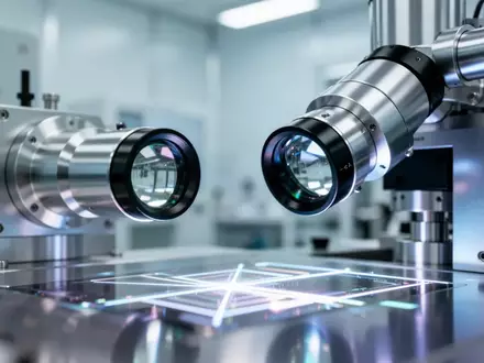 Ein steriler Reinraum mit hochpräzisen optischen Fertigungsmaschinen und glänzenden Metalloberflächen. - Foto: über boerse-global.de
