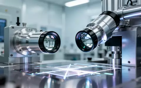 Ein steriler Reinraum mit hochprĂ€zisen optischen Fertigungsmaschinen und glĂ€nzenden MetalloberflĂ€chen. - Foto: ĂŒber boerse-global.de