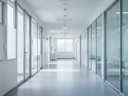 Ein minimalistisch gestalteter, heller Flur in einem modernen klinischen Forschungszentrum ohne Personen. - Foto: über boerse-global.de