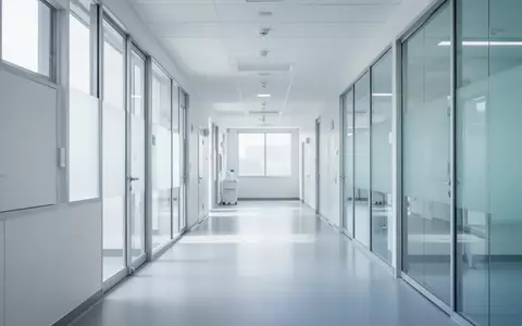 Ein minimalistisch gestalteter, heller Flur in einem modernen klinischen Forschungszentrum ohne Personen. - Foto: über boerse-global.de