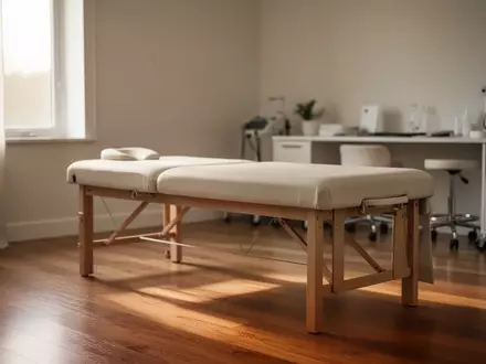 Ein minimalistisch eingerichteter, heller Behandlungsraum in einer physiotherapeutischen Praxis. - Foto: über boerse-global.de