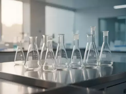 Ein minimalistisch gestaltetes, helles Labor mit gläsernen Laborgeräten auf einem Edelstahltisch. - Foto: über boerse-global.de