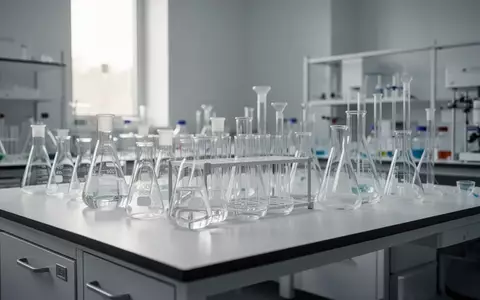 Ein steriler, modern eingerichteter pharmazeutischer Forschungslaborraum mit Laborglas auf einer sauberen Arbeitsfläche. - Foto: über boerse-global.de