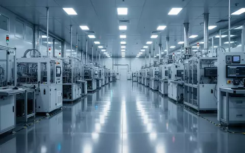 Ein moderner Reinraum in einer Halbleiterfertigungsanlage mit industriellen Anlagen und kĂĽhler Beleuchtung. - Foto: ĂĽber boerse-global.de