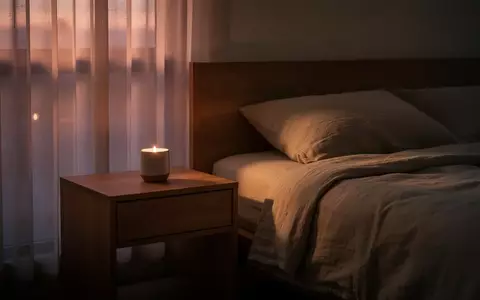 Ein ruhiges, abgedunkeltes Schlafzimmer bei Dämmerung mit minimalistischem Nachttisch und neutraler Bettwäsche. - Foto: über boerse-global.de