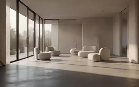 Minimalistisches Interieur mit weichem Tageslicht und klaren architektonischen Linien auf einem Betonboden. - Foto: über boerse-global.de