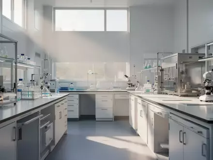 Ein steriler, modern eingerichteter medizinischer Laborraum mit hellem Tageslicht und sauberen Oberflächen. - Foto: über boerse-global.de