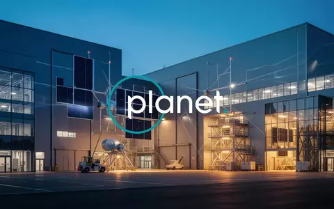 Moderne industrielle High-Tech-Fertigungshalle für Satellitentechnologie in einer urbanen Umgebung bei Dämmerung. - Foto: über boerse-global.de