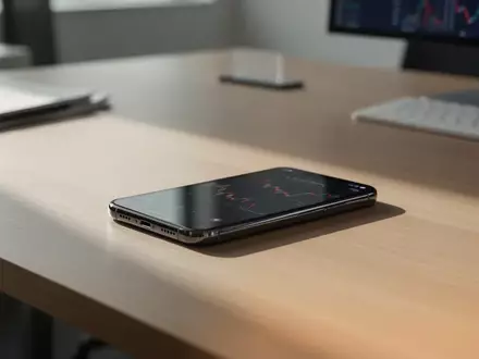 Ein modernes Smartphone auf einem minimalistischen Schreibtisch in einem hellen Büro. - Foto: über boerse-global.de