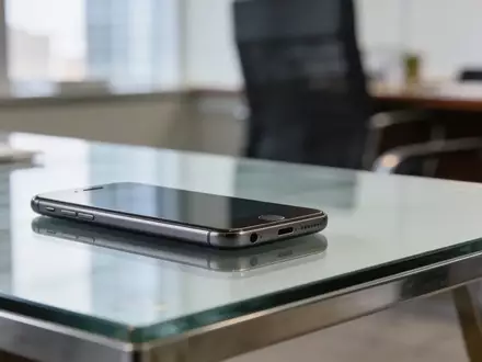 Ein modernes Büro mit einem Smartphone auf einem Schreibtisch, stimmungsvolle Beleuchtung. - Foto: über boerse-global.de