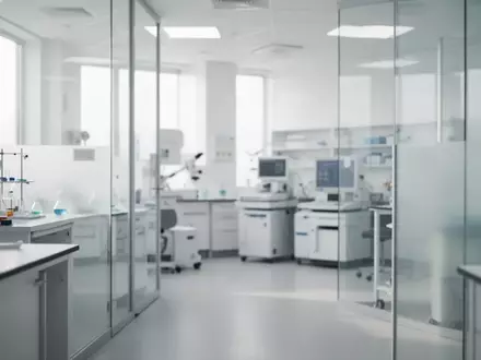 Ein minimalistisch gestalteter, heller klinischer Laborraum mit medizinischer Ausrüstung in einer ruhigen, sterilen Umgebung. - Foto: über boerse-global.de