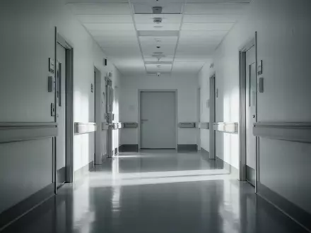Ein leerer, steriler Krankenhausflur mit glänzendem Boden und hellem Tageslicht. - Foto: über boerse-global.de