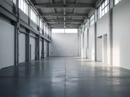 Ein leerer, minimalistischer Flur in einem modernen Industriegebäude mit natürlichem Lichteinfall. - Foto: über boerse-global.de