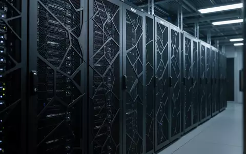 Reihen von Server-Racks in einem professionellen Rechenzentrum mit Fokus auf die industrielle Ästhetik und Architektur. - Foto: über boerse-global.de