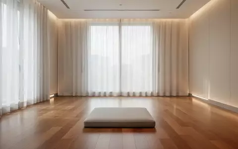 Ein minimalistischer, ruhiger Meditationsraum in einer modernen Klinik mit weichem Tageslicht und leerer, entspannender Atmosphäre. - Foto: über boerse-global.de