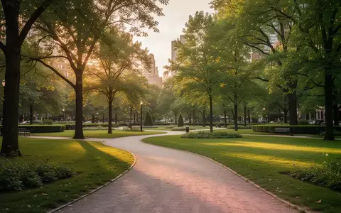 Ein sonniger Stadtpark mit einem geschwungenen Kiesweg, der durch eine grüne Landschaft führt. - Foto: über boerse-global.de
