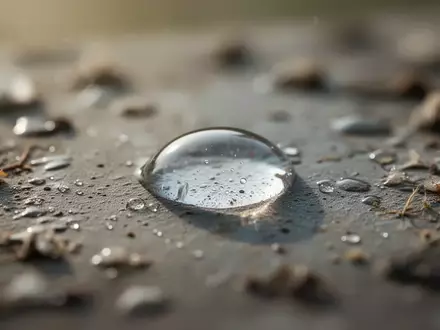 Ein einzelner Wassertropfen auf einer texturierten Oberfläche als Symbol für Umweltbelastungen. - Foto: über boerse-global.de