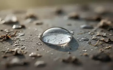 Ein einzelner Wassertropfen auf einer texturierten Oberfläche als Symbol für Umweltbelastungen. - Foto: über boerse-global.de