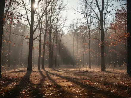 Ein lichter Herbstwald mit tiefstehendem Sonnenlicht, der die jahreszeitlich bedingte geringe Sonneneinstrahlung symbolisiert. - Foto: über boerse-global.de
