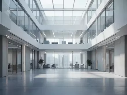 Modernes, minimalistisches Bürogebäude mit klaren Linien und hellem Tageslicht in einer professionellen Arbeitsumgebung. - Foto: über boerse-global.de