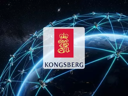 Abstrakte Darstellung einer Satellitenkommunikation im Weltraum mit leuchtenden Datenströmen vor dunklem Hintergrund. - Foto: über boerse-global.de