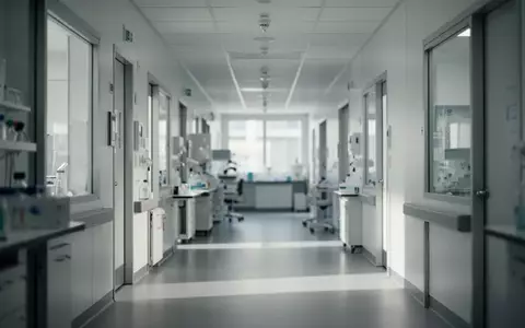 Ein heller, leerer Krankenhausflur mit moderner Architektur und dezenter Beleuchtung. - Foto: über boerse-global.de