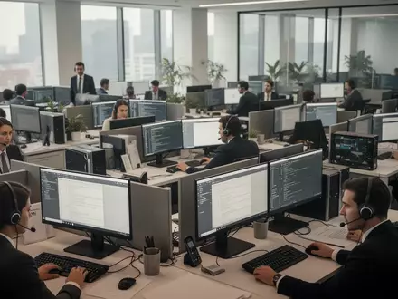 Moderne Büroarbeitsplätze mit Mitarbeitern an Computern in einem professionellen Unternehmensumfeld. - Foto: über boerse-global.de