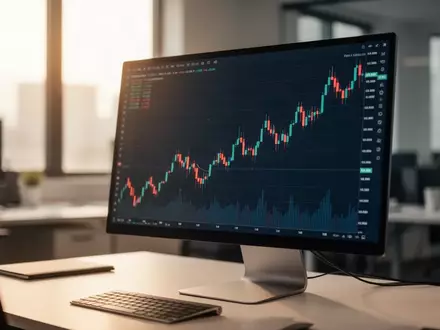 Ein moderner Trading-Arbeitsplatz mit einem Aktienchart, das einen starken Kursanstieg zeigt. - Foto: über boerse-global.de