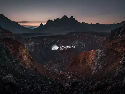DĂŒstere, zerklĂŒftete Berglandschaft bei DĂ€mmerung, die eine mineralische ErschlieĂung symbolisiert. - Foto: ĂŒber boerse-global.de