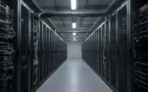 Reihen von hochverdichteten Server-Racks in einem minimalistischen Rechenzentrum mit technischer Infrastruktur. - Foto: über boerse-global.de