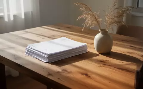 Ein minimalistischer, aufgeräumter Schreibtisch mit einer Vase und Dokumentenstapeln in einem lichtdurchfluteten Raum. - Foto: über boerse-global.de