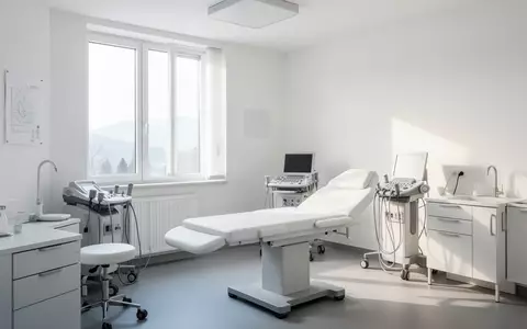 Ein minimalistisch eingerichteter, heller Behandlungsraum in einer modernen medizinischen Praxis ohne Personen. - Foto: über boerse-global.de