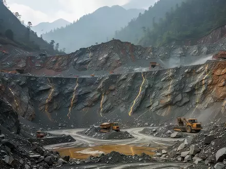Goldmine in einer bergigen Landschaft mit Fokus auf geologische Gesteinsformationen. - Foto: über boerse-global.de