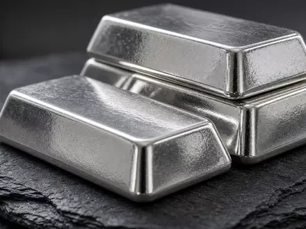 Gestapelte Silberbarren auf einer dunklen Schieferplatte mit weichem, natürlichem Licht. - Foto: über boerse-global.de