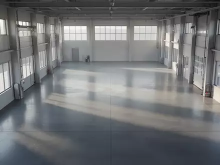 Eine leere, modern gestaltete Industriehalle mit poliertem Betonboden und natürlichem Lichteinfall als Symbol für Stabilität. - Foto: über boerse-global.de