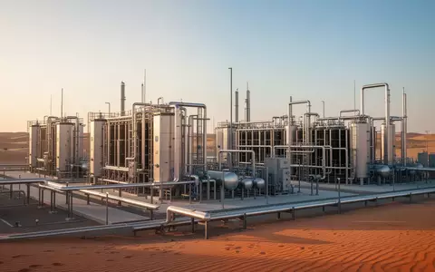 Moderne Wasserstoff-Produktionsanlage in der Wüste von Dubai bei Sonnenuntergang. - Foto: über boerse-global.de