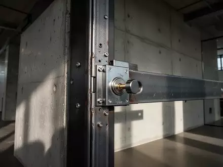 Massive Stahltür mit verstärktem Schließmechanismus in einem modernen Industriegebäude als Symbol für physische Sicherheit. - Foto: über boerse-global.de