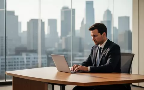 Ein professioneller Finanzexperte arbeitet konzentriert an einem Laptop in einem modernen Büro mit Stadtblick. - Foto: über boerse-global.de