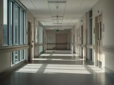 Ein heller, moderner Krankenhausflur mit natürlichem Lichteinfall und minimalistischer Architektur. - Foto: über boerse-global.de