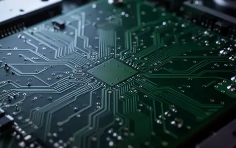 Detailansicht einer komplexen Mikrochip-Platine mit Leiterbahnen und Lötpunkten in einer industriellen Umgebung. - Foto: über boerse-global.de